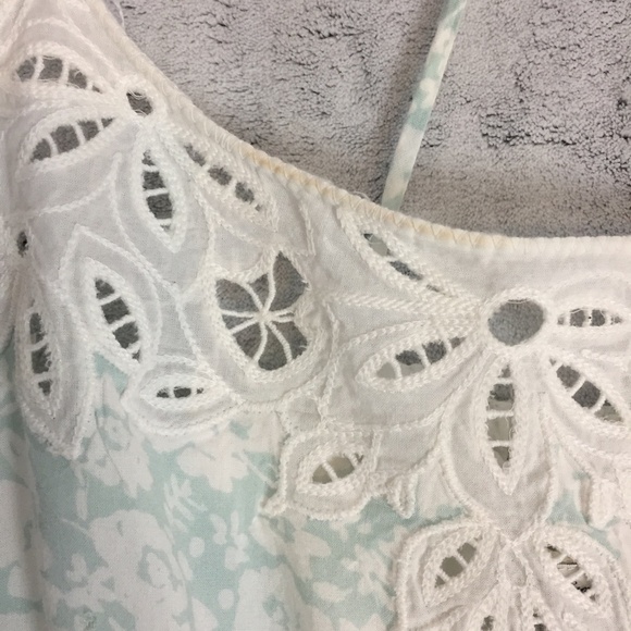 American Eagle Summer Dress Size 2 Country Cottage Straps Eyelet Lace Flare - Picture 10 of 12